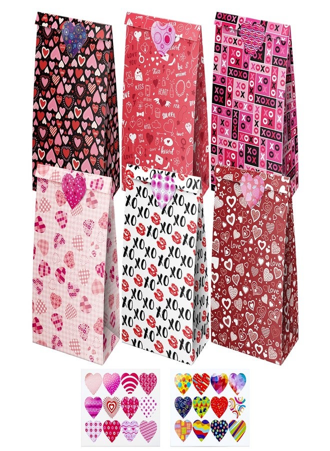 Jaywayang 24Pack Valentine Treat Bags, Small Gift Bags with Stickers, Goodie Mini for Valentine's Day Gifts Wrapping Party Favor. - Image 1